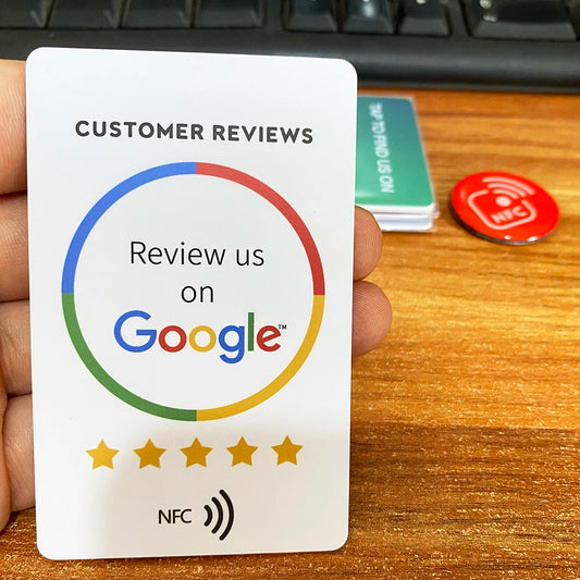 50pcs Free shipping NFC Tap Cards  Increase Your Reviews 13.56MHz NFC215 Chip 504bytes Reivew us on Google Review Card
